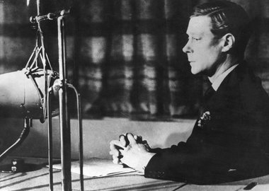Thumbnail image of Edward VIII giving his abdication broadcast to the nation and the Empire, 11th December 1936. Artist: Unknown