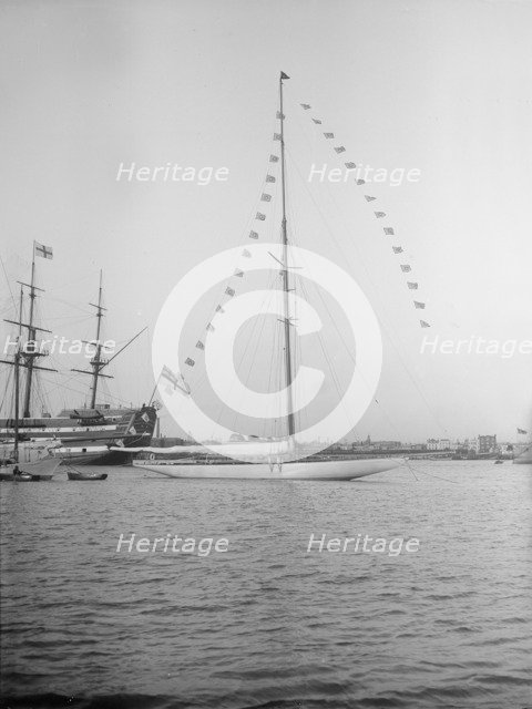 'Istria' moored with dressing flags, 1912.  Creator: Kirk & Sons of Cowes.