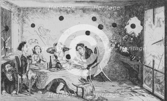 'An Interrupted English Dinner Party at Paris', c1849. Creator: George Cruikshank.