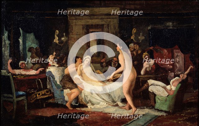 Eve-of-the-wedding Party in a Bath, 1885. Artist: Zhuravlev, Firs Sergeevich (1836-1901)