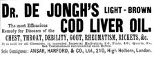 Advertisement for Dr. De Jongh's Light-Brown Cod Liver Oil, 1895. Creator: Unknown.