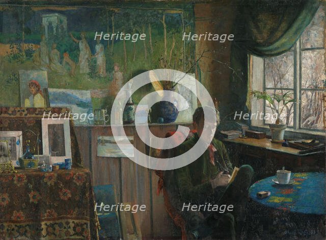 At the Window. Portrait of the Artist Kalle Lochen, 1887. Creator: Karl Jensen-Hjell.