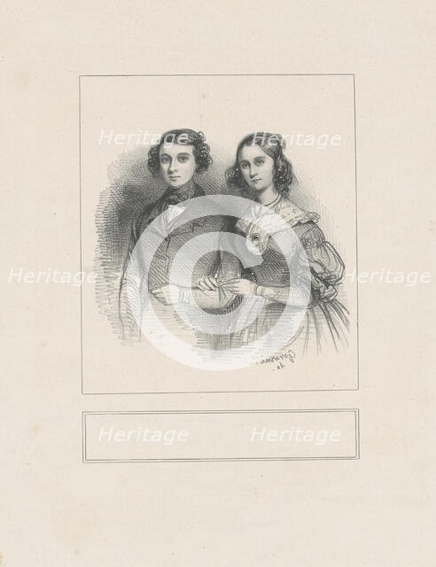 Portrait of Thelma Herdlitz (1818-1896) with her husband Émile Taigny (1810-1875), 1836. Creator: Gavarni, Paul (1804-1866).