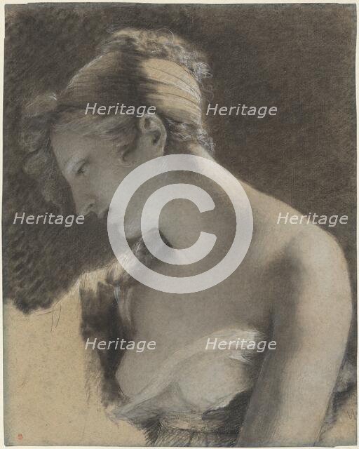 Head of a Woman: Study for 'The Happy Mother' (L'Heureuse mère), 1810. Creator: Pierre-Paul Prud'hon.