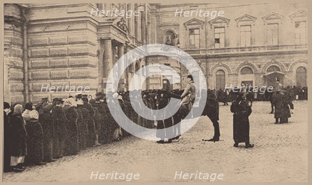 A Russian Bread Line Guarded by the Imperial Police. March 1917, 1917.