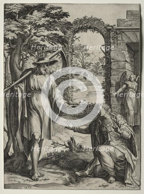 Christ Appearing to Mary Magdalen, 1567. Creator: Cornelis Cort (Dutch, 1533-1578); Giulio Clovio (Italian, 1498-1578), after a design by.