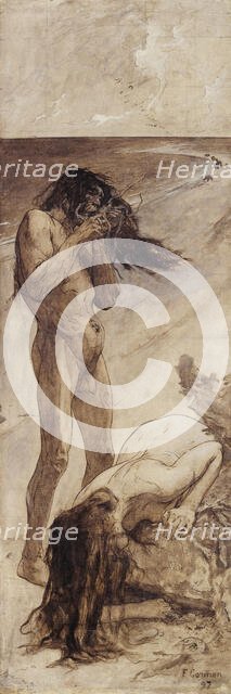 The crab eaters, sketch for the amphitheatre of palaeontology at the Museum of Natural..., 1897. Creator: Fernand Cormon.