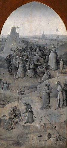 The Temptation of Saint Anthony. Triptych, reverse: Christ Carrying the Cross, 1500-1501. Creator: Bosch, Hieronymus (c. 1450-1516).