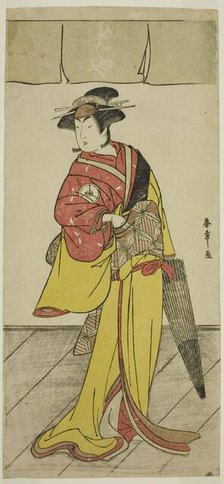 The Actor Iwai Hanshiro IV as Osuwa in the Play Koi no Yosuga Kanagaki Soga, Performed..., c. 1789. Creator: Shunsho.