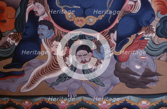 Tibetan refugee Thangka-painting project, Dharamsala, India, 1988. Creator: Amanda Waite.