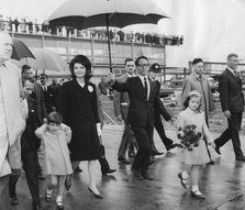 Jacqueline Kennedy and her children leaving London Airport, 1965. Artist: Unknown