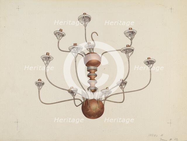 Wood and Tin Chandelier, c. 1937. Creator: George Constantine.