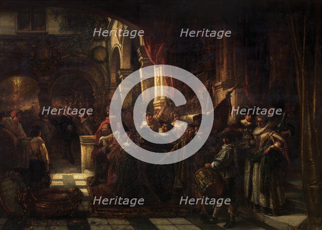 The Reception of Peter Paul Rubens by the Antwerp Arquebusiers, 1851. Creator: Jan August Hendrik Leys.