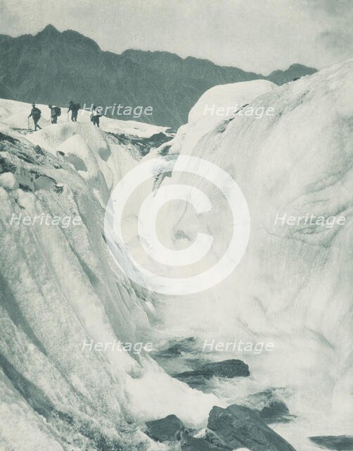 On the Hockstetter Glacier. From the album: Record Pictures of New Zealand, 1920s. Creator: Harry Moult.
