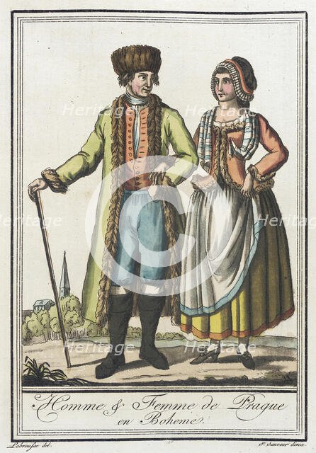 Costumes de Différents Pays, 'Homme & Femme de Prague en Boheme', c1797. Creators: Jacques Grasset de Saint-Sauveur, LF Labrousse.