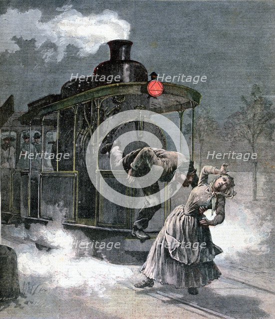 Accident on the Marly-le-Roi rail line, France, 1891. Creator: F Meaulle.