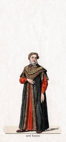 Lord chancellor, costume design for Shakespeare's play, Henry VIII, 19th century. Artist: Unknown