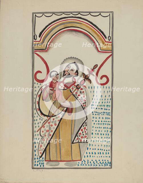 Detail from Large Altar on East Wall of Sanctuario Church at Chimayo. St. Christopher, 1935/1942. Creator: E. Boyd.