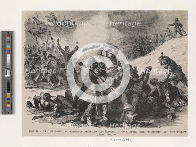 The war in Tennessee : Confederate massacre of Federal troops after the surrender, Fort Pillow, 1864 Creator: Unknown.