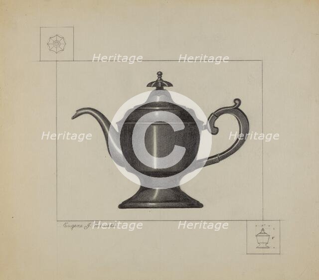 Pewter Coffee Pot, c. 1936. Creator: Eugene Barrell.