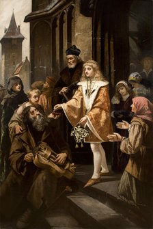 Saint Casimir Giving Alms, 1884. Creator: Kazimierz Mirecki.