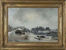 View of ile Louviers ; in snow, 1830. Creator: Antoine Perrot.