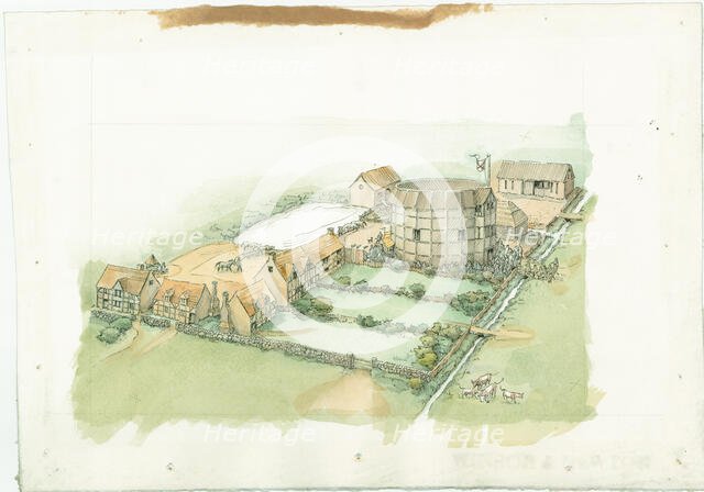 Burbage's Theatre, New Inn Yard, Shoreditch, Hackney, London, c1576 (2016). Creator: Judith Dobie.