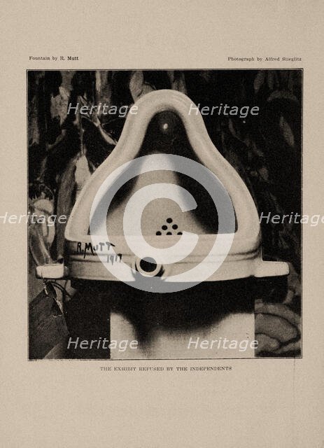 Fountain by Marcel Duchamp ("Fountain by R. Mutt"), from The Blind Man No. 2, 1917. Creator: Stieglitz, Alfred (1864-1946).
