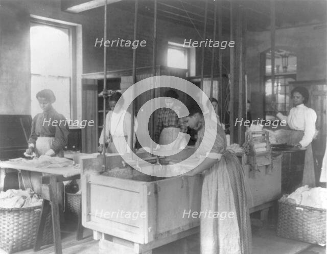 Hampton Institute, Va., 1899 - Classroom scenes - laundry shop, 1899 or 1900. Creator: Frances Benjamin Johnston.