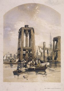 View of the Thames near Rotherhithe, Bermondsey, London, c1840. Artist: Anon