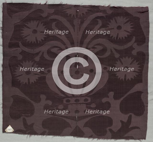 Fragment of Silk Damask Textile, 1500s. Creator: Unknown.
