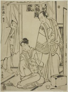 Act Ten: The Amakawaya House from the play Chushingura (Treausry of the..., early 1790s. Creator: Katsukawa Shun'ei.