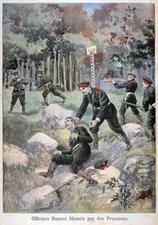 Russian officer wounded by the Prussians, Russian border, 1898. Artist: F Meaulle