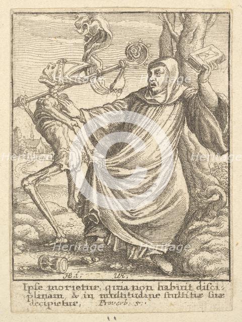 Abbot, from the Dance of Death, 1651. Creator: Wenceslaus Hollar.