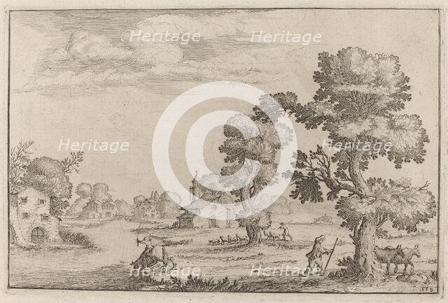 Lakeside Village with Herdsmen, 1638. Creator: Ercole Bazicaluva.