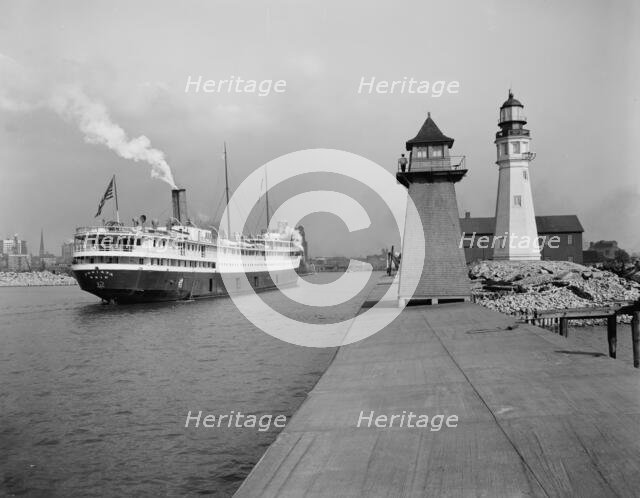 Harbor entrance and lights, Buffalo, N.Y., c.between 1910 and 1920. Creator: Unknown.