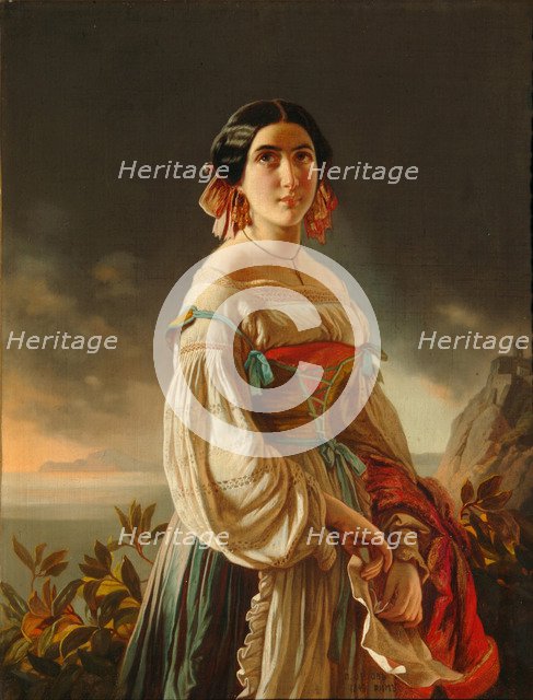 Portrait of Princess Lina Gagarina, 1847. Artist: Orlov, Pimen Nikitich (1812-1863)