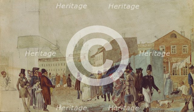 Street Scene In Moscow During The Rain, 1837. Artist: Fedotov, Pavel Andreyevich (1815-1852)