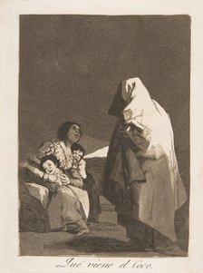 Plate 3 from 'Los Caprichos': Here comes the bogey-man (Que viene el Coco.), 1799. Creator: Francisco Goya.