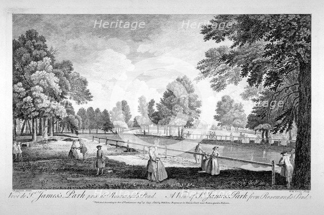 View of St James's Park from Rosamond's Pond, Westminster, London, 1745. Artist: William Henry Toms