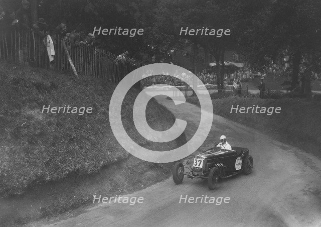 Frazer-Nash competing in the Shelsley Walsh Hillclimb, Worcestershire, 1935. Artist: Bill Brunell.