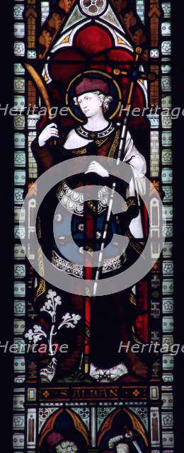 Stained glass window of St Alban in Hereford Cathedral, 3rd century. Artist: Unknown