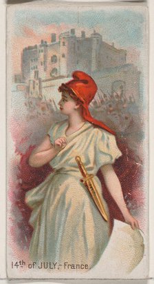 14th of July, France, from the Holidays series (N80) for Duke brand cigarettes, 1890., 1890. Creator: George S. Harris & Sons.