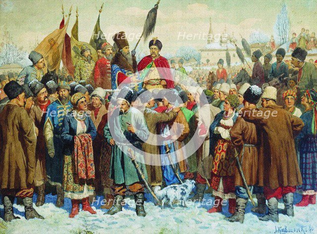 Boyar Vasili Buturlin's speech at the Rada of Pereyaslav, 1880. Artist: Kivshenko, Alexei Danilovich (1851-1895)