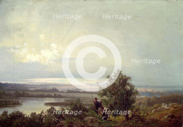 Landscape with two Soldiers, 1871. Creator: Anton Mathias Bergh.