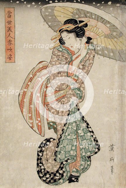 Modern Beauty in a Snowstorm, 19th century. Creator: Kikugawa Eizan.
