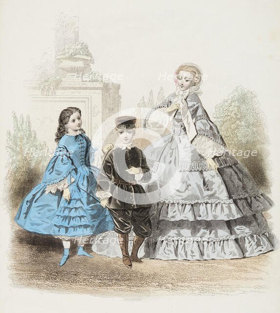 Fashion plate - Journal des Demoiselles VI, 1858. Creator: Gilquin & Dupain.