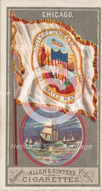 Chicago, from the City Flags series (N6) for Allen & Ginter Cigarettes Brands, 1887. Creator: Allen & Ginter.