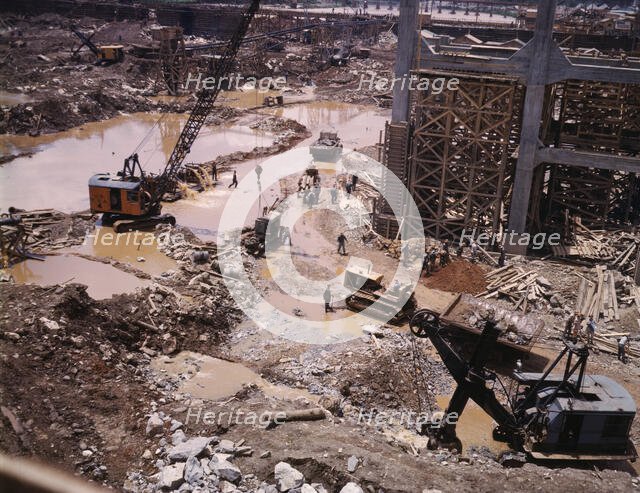 Construction work at the TVA's Douglas Dam, Tenn., 1942. Creator: Alfred T Palmer.