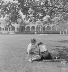 High school with Federal Art Project mural, Fullerton, California, 1937. Creator: Dorothea Lange.